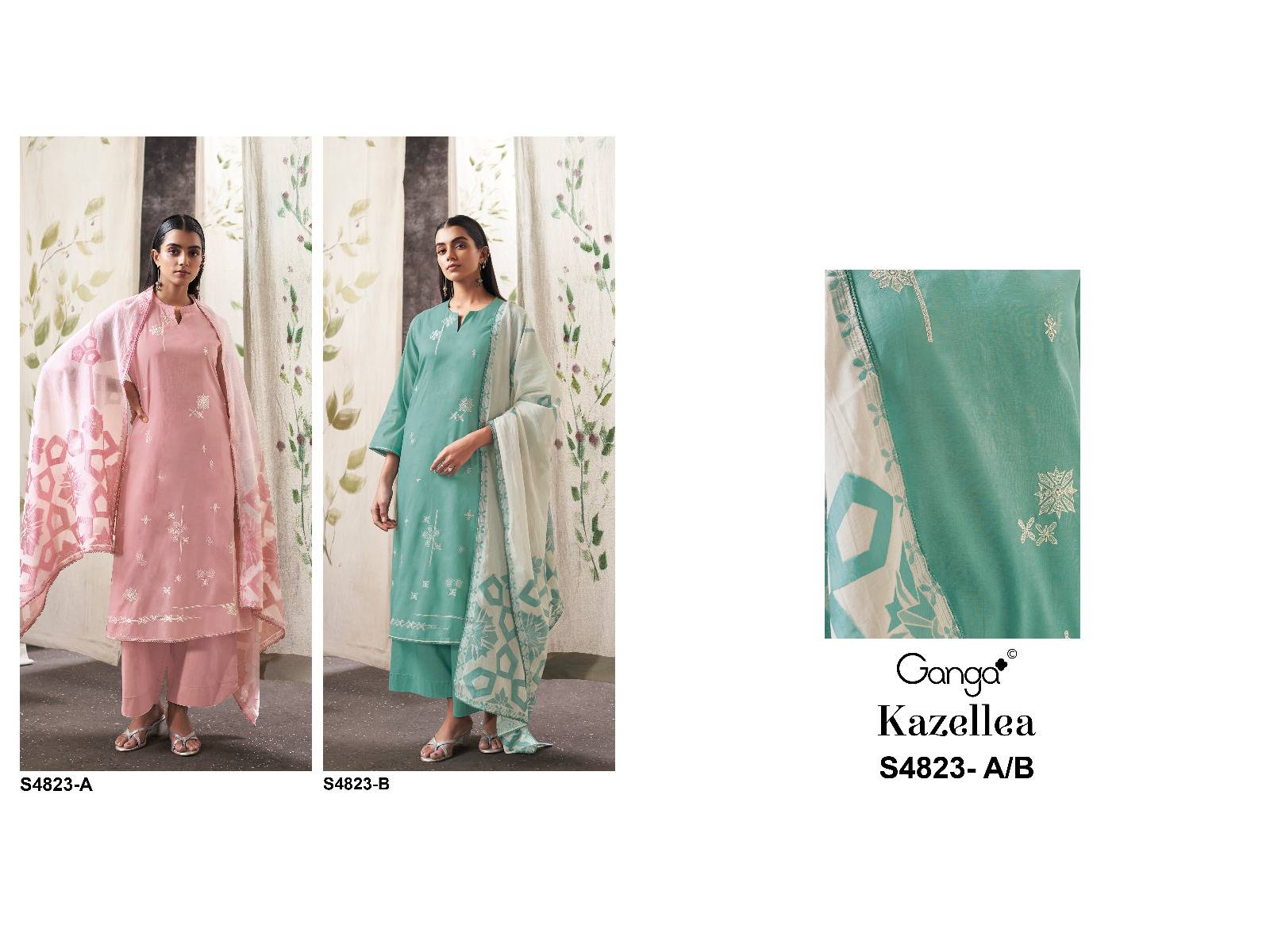 KAZELLEA 4823 Series By GANGAFASHION Stylish Beautiful Colourful PURE BEMBERG MUL Dresses At Wholesale Price